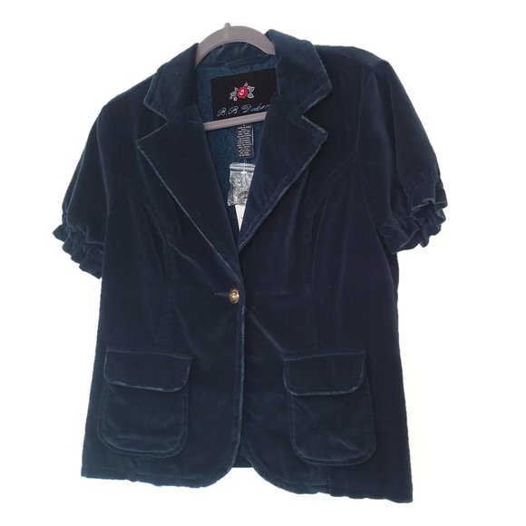 BB Dakota Jackets & Blazers - NWT BB Dakota Velvet Blazer - Size L- Jewel tone short sleeve jacket